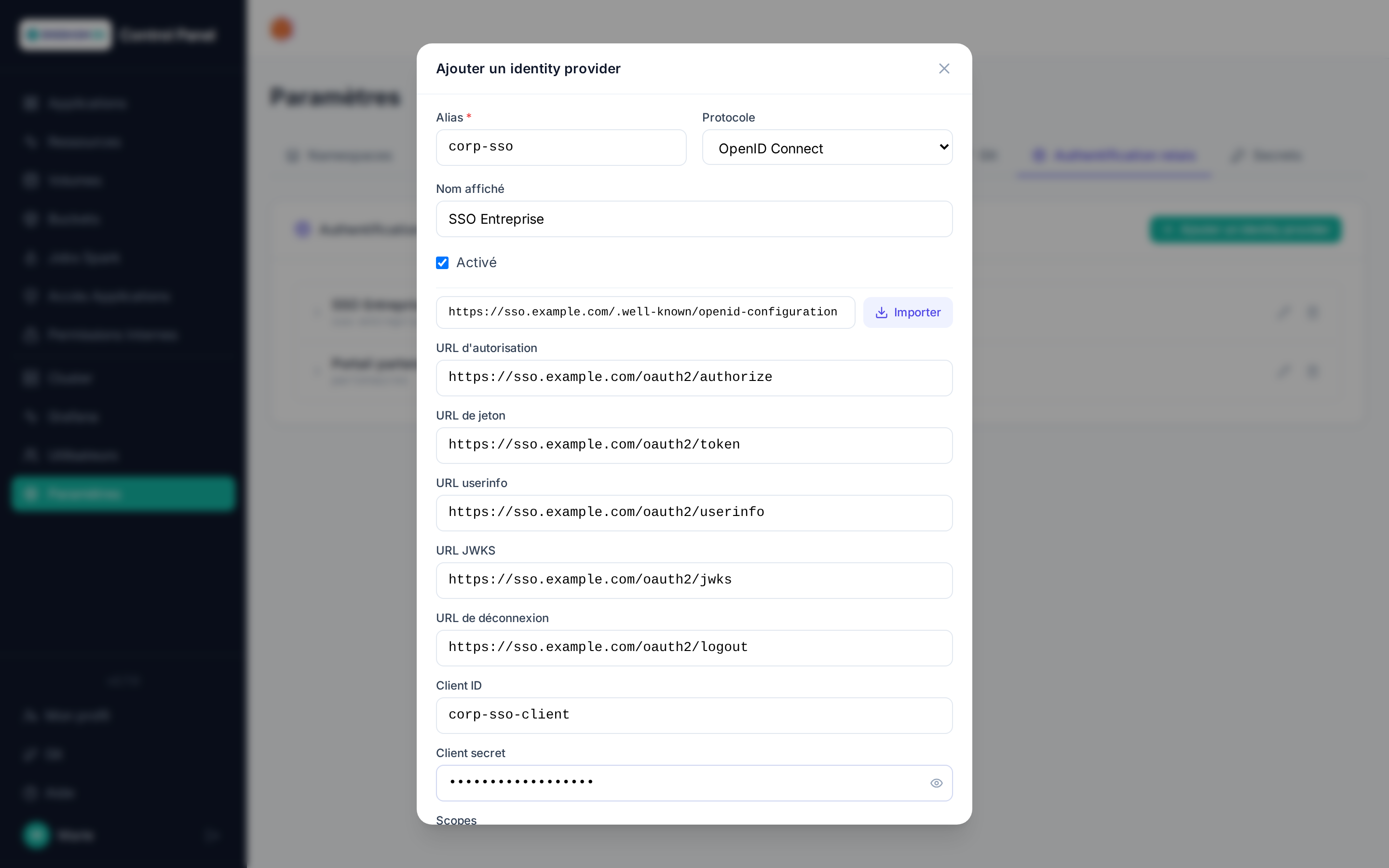 Ajouter un identity provider