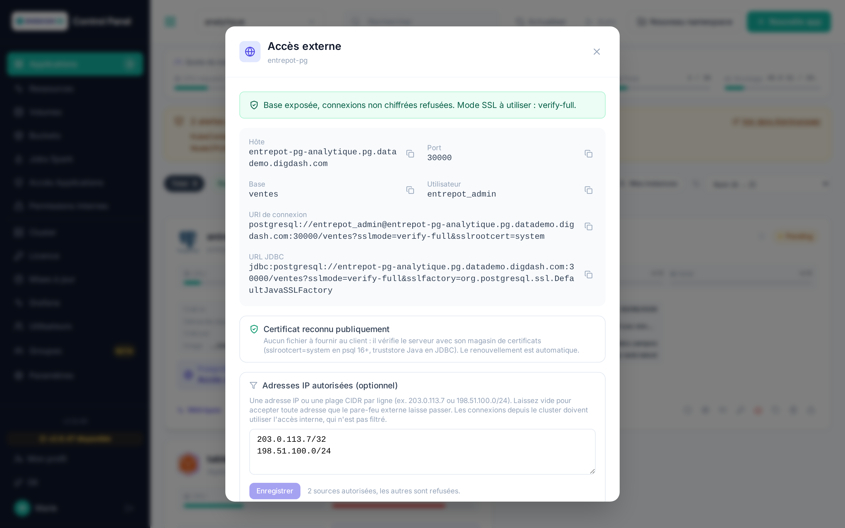 Accès externe PostgreSQL