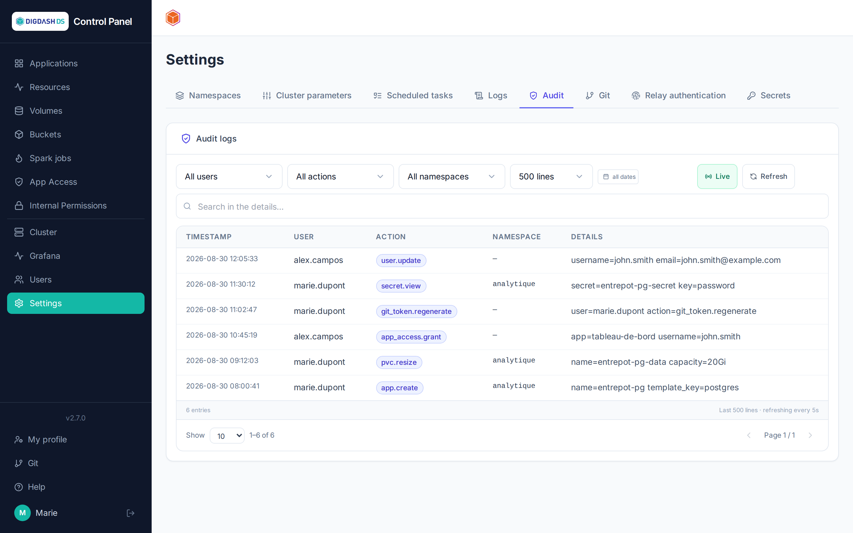 Audit logs